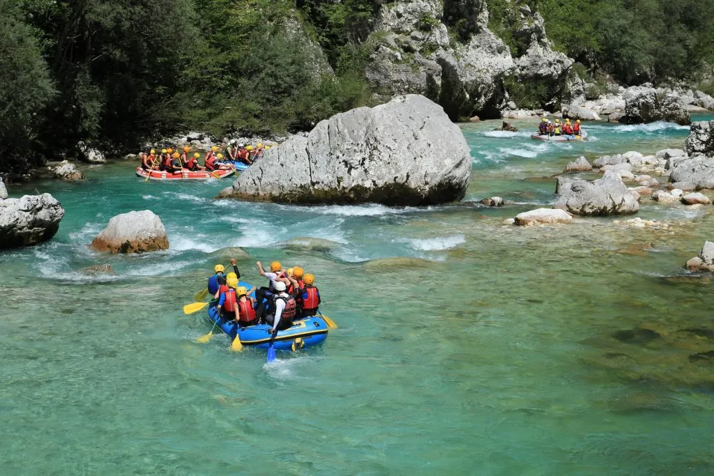 Rafting im Tal des Flusses Soča